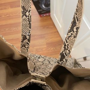 Aqua faux snake skin tote